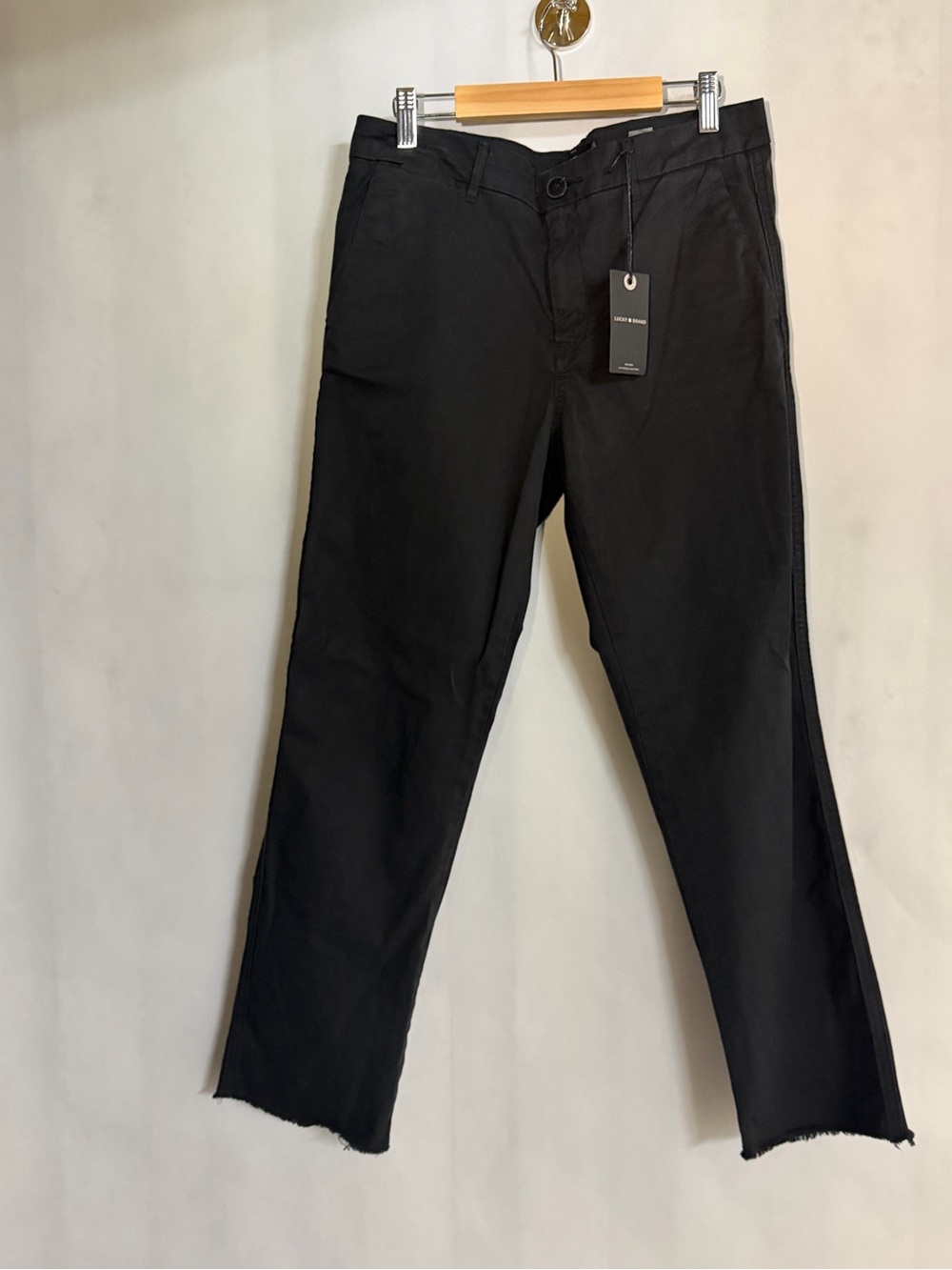 Lucky Brand Black Straight Leg Raw Hem Chino Pants NWT Size 4